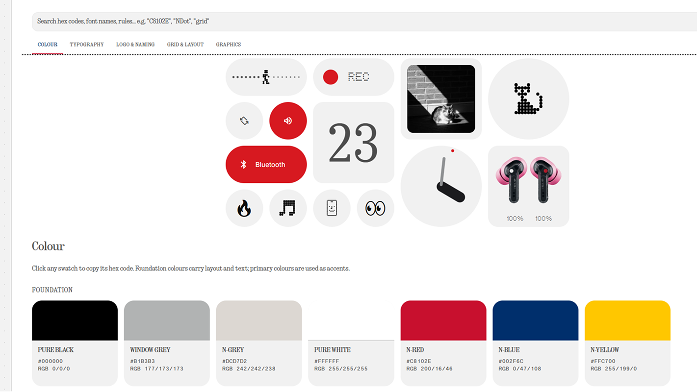 A screenshot of the Nothing Brand Reference