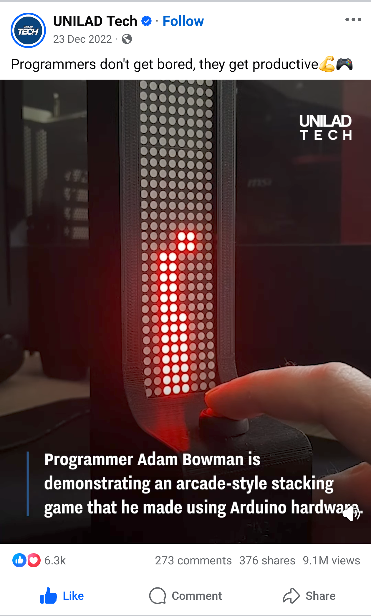 A screenshot of the stacker featured on UNILAD Tech